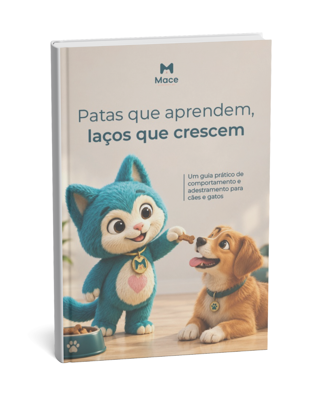 Capa do e-book Patas que aprendem, laços que crescem, com o Mimo oferecendo um petisco a um cachorro